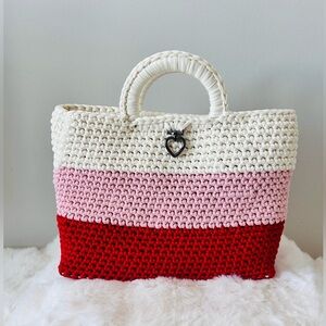 Valentine Tote Bag with Heart Clip Accent